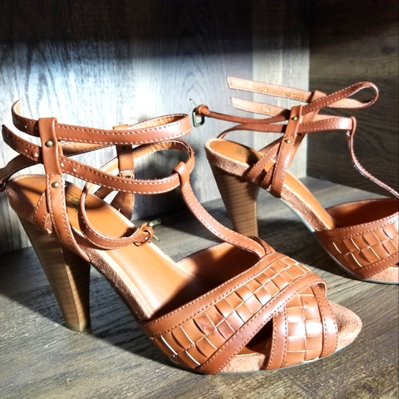 Brown Heeled Sandals - Picture 1 of 3